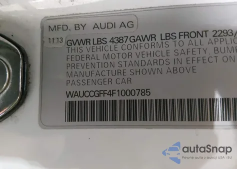 2015 Audi A3 1.8T Premium from USA, damaged, VIN WAUCCGFF4F1000785
